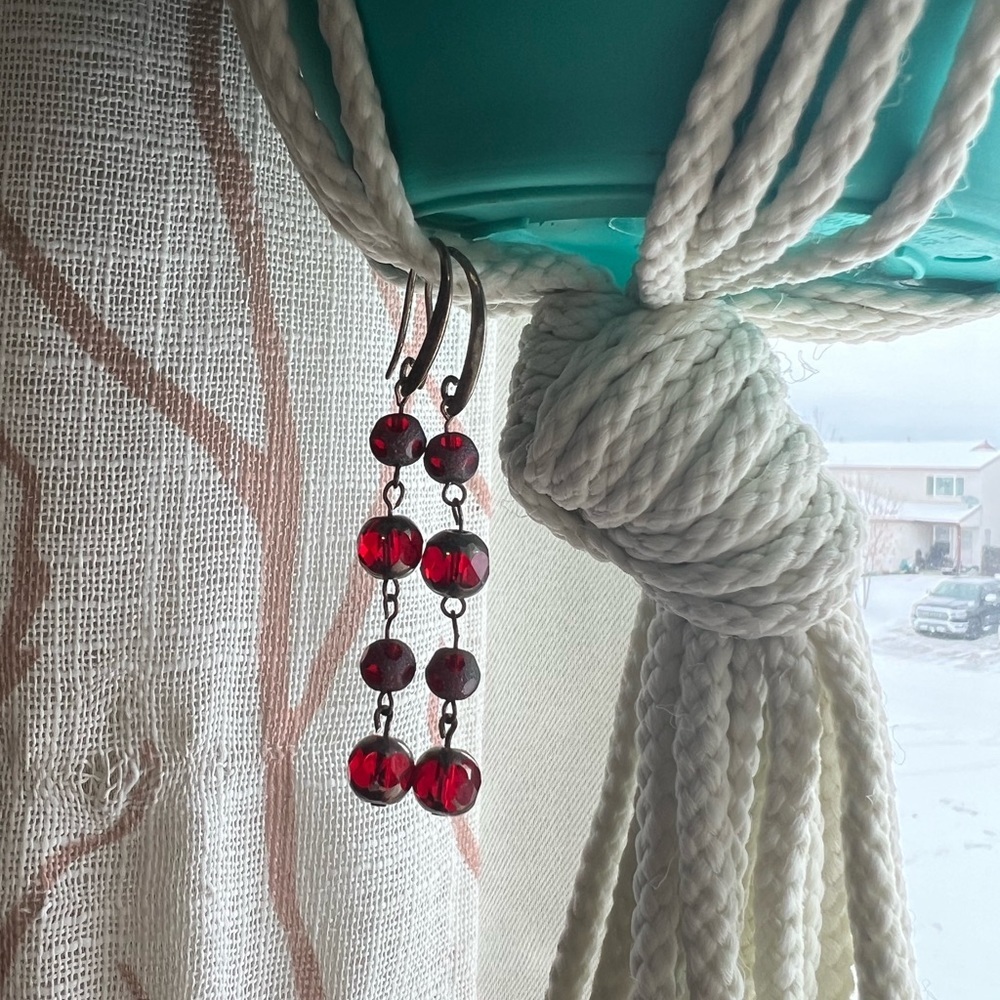 Red glass earrings